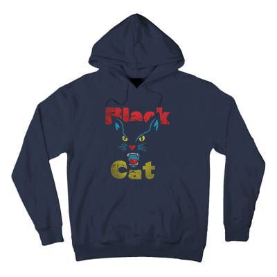 Retro Black Cat Retro Fireworks Vintage Halloween 70s Tall Hoodie