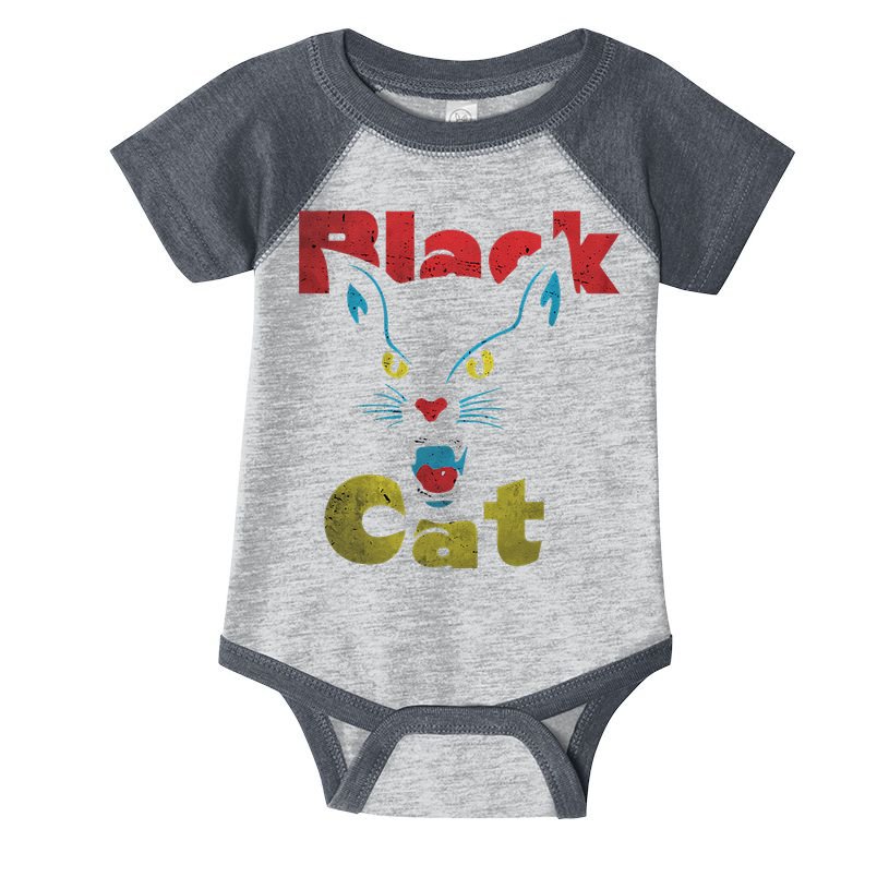 Retro Black Cat Retro Fireworks Vintage Halloween 70s Infant Baby Jersey Bodysuit