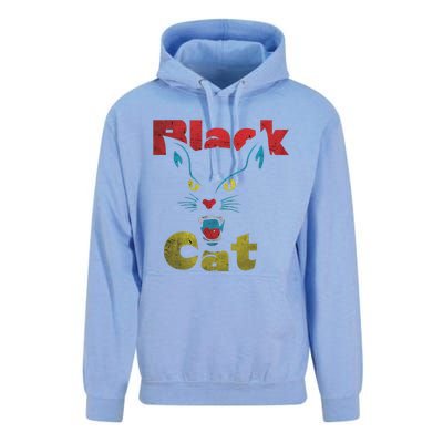 Retro Black Cat Retro Fireworks Vintage Halloween 70s Unisex Surf Hoodie