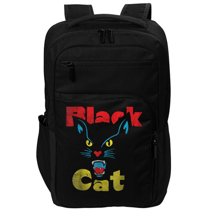 Retro Black Cat Retro Fireworks Vintage Halloween 70s Impact Tech Backpack