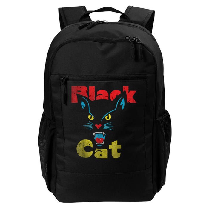 Retro Black Cat Retro Fireworks Vintage Halloween 70s Daily Commute Backpack