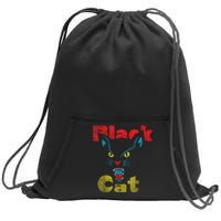 Retro Black Cat Retro Fireworks Vintage Halloween 70s Sweatshirt Cinch Pack Bag