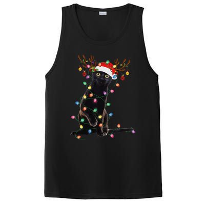 Reindeer Black Cat Christmas Lights Funny Cat Lover Gifts PosiCharge Competitor Tank