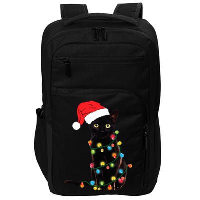 Retro Black Cat Christmas Light Funny Cat Impact Tech Backpack