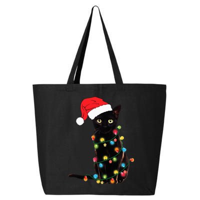 Retro Black Cat Christmas Light Funny Cat 25L Jumbo Tote