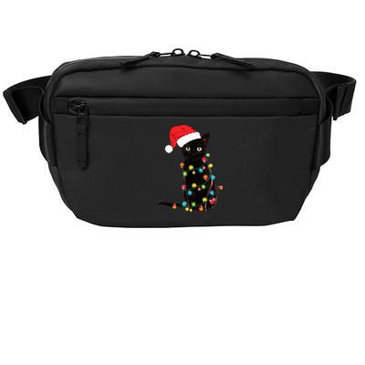 Retro Black Cat Christmas Light Funny Cat Crossbody Pack