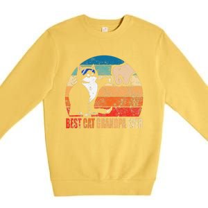 Retro Best Cat Grandpa Ever Funny Fist Bump Granddad Gift Premium Crewneck Sweatshirt