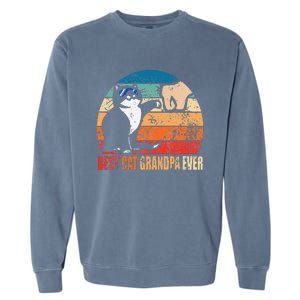 Retro Best Cat Grandpa Ever Funny Fist Bump Granddad Gift Garment-Dyed Sweatshirt