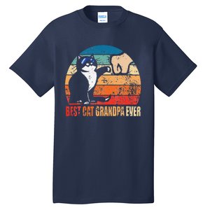 Retro Best Cat Grandpa Ever Funny Fist Bump Granddad Gift Tall T-Shirt