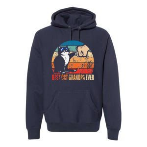 Retro Best Cat Grandpa Ever Funny Fist Bump Granddad Gift Premium Hoodie