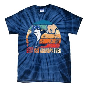 Retro Best Cat Grandpa Ever Funny Fist Bump Granddad Gift Tie-Dye T-Shirt