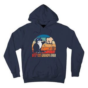 Retro Best Cat Grandpa Ever Funny Fist Bump Granddad Gift Tall Hoodie