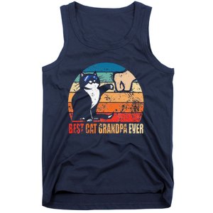 Retro Best Cat Grandpa Ever Funny Fist Bump Granddad Gift Tank Top