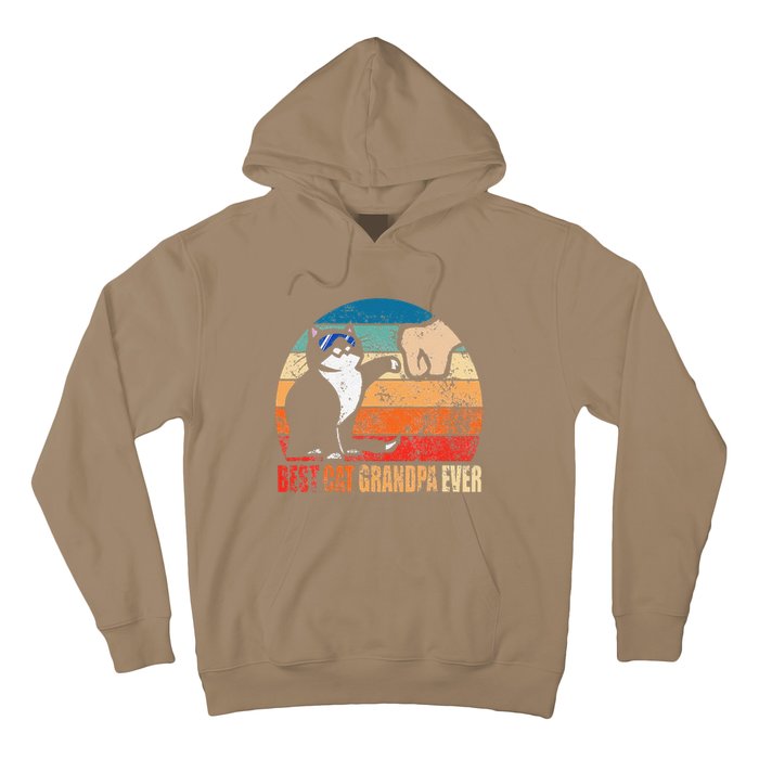 Retro Best Cat Grandpa Ever Funny Fist Bump Granddad Gift Hoodie