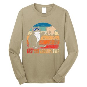 Retro Best Cat Grandpa Ever Funny Fist Bump Granddad Gift Long Sleeve Shirt