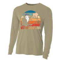 Retro Best Cat Grandpa Ever Funny Fist Bump Granddad Gift Cooling Performance Long Sleeve Crew