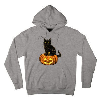 Retro Black Cat Halloween Pumpkin Costume Tall Hoodie