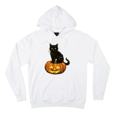 Retro Black Cat Halloween Pumpkin Costume Hoodie