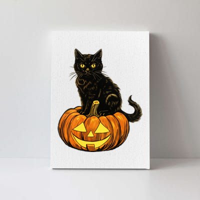 Retro Black Cat Halloween Pumpkin Costume Canvas