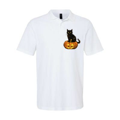 Retro Black Cat Halloween Pumpkin Costume Softstyle Adult Sport Polo