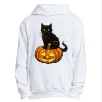 Retro Black Cat Halloween Pumpkin Costume Urban Pullover Hoodie