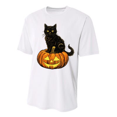 Retro Black Cat Halloween Pumpkin Costume Performance Sprint T-Shirt