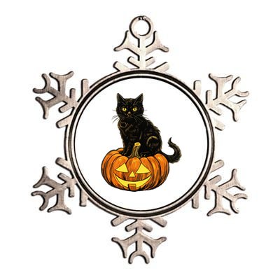 Retro Black Cat Halloween Pumpkin Costume Metallic Star Ornament