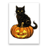 Retro Black Cat Halloween Pumpkin Costume Poster