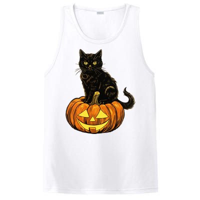 Retro Black Cat Halloween Pumpkin Costume PosiCharge Competitor Tank