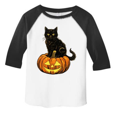 Retro Black Cat Halloween Pumpkin Costume Toddler Fine Jersey T-Shirt