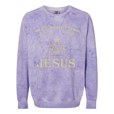 Restored By Christ – Christian Motorcycle Gospel Faith Colorblast Crewneck Sweatshirt