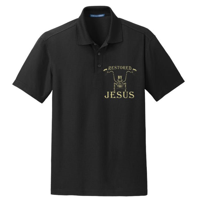 Restored By Christ – Christian Motorcycle Gospel Faith Dry Zone Grid Polo