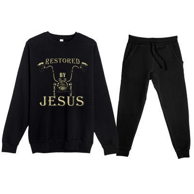 Restored By Christ – Christian Motorcycle Gospel Faith Premium Crewneck Sweatsuit Set