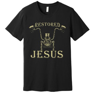 Restored By Christ – Christian Motorcycle Gospel Faith Premium T-Shirt