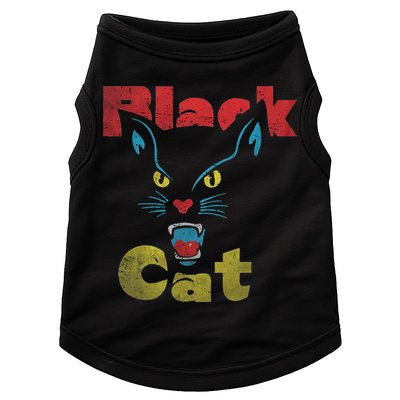 Retro Black Cat Retro Fireworks Vintage Halloween 70s Doggie Tank