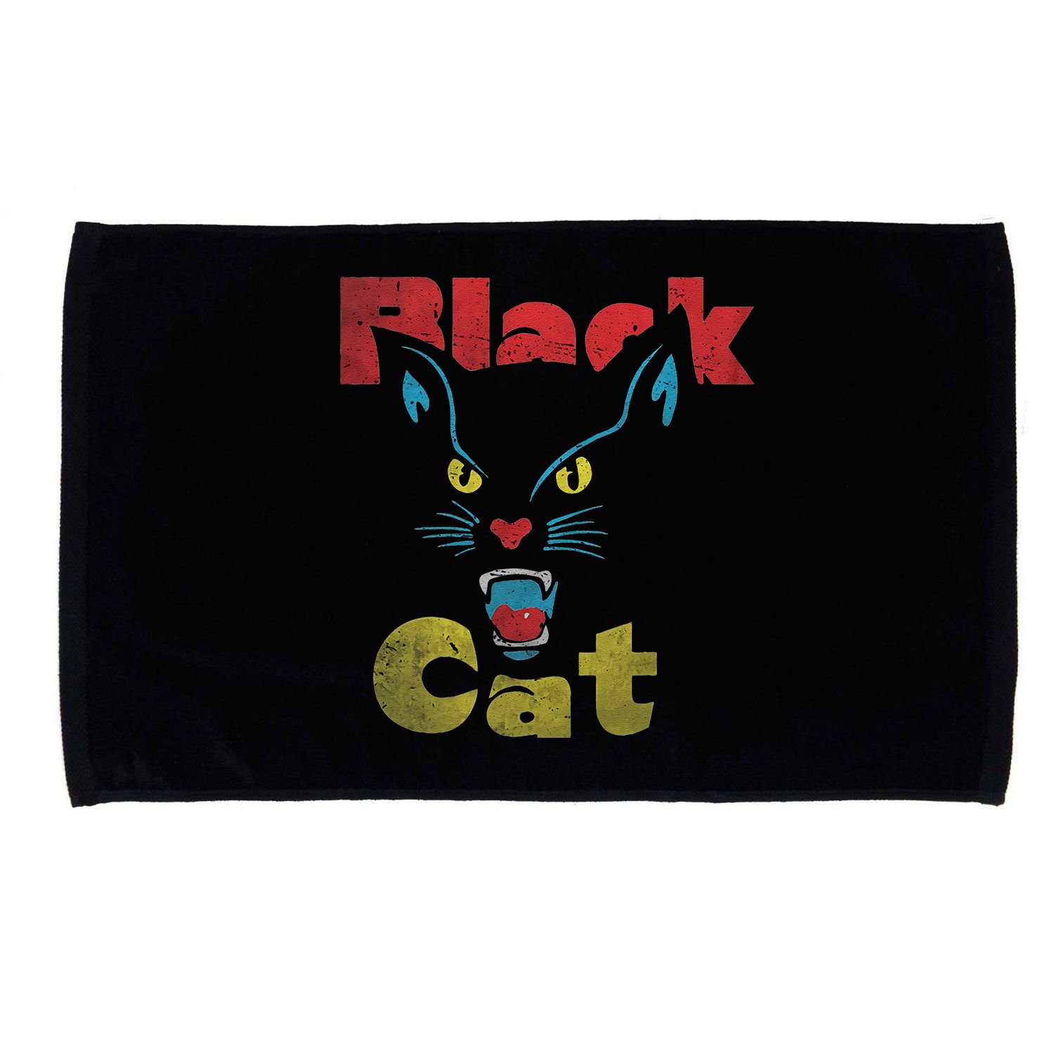Retro Black Cat Retro Fireworks Vintage Halloween 70s Microfiber Hand Towel