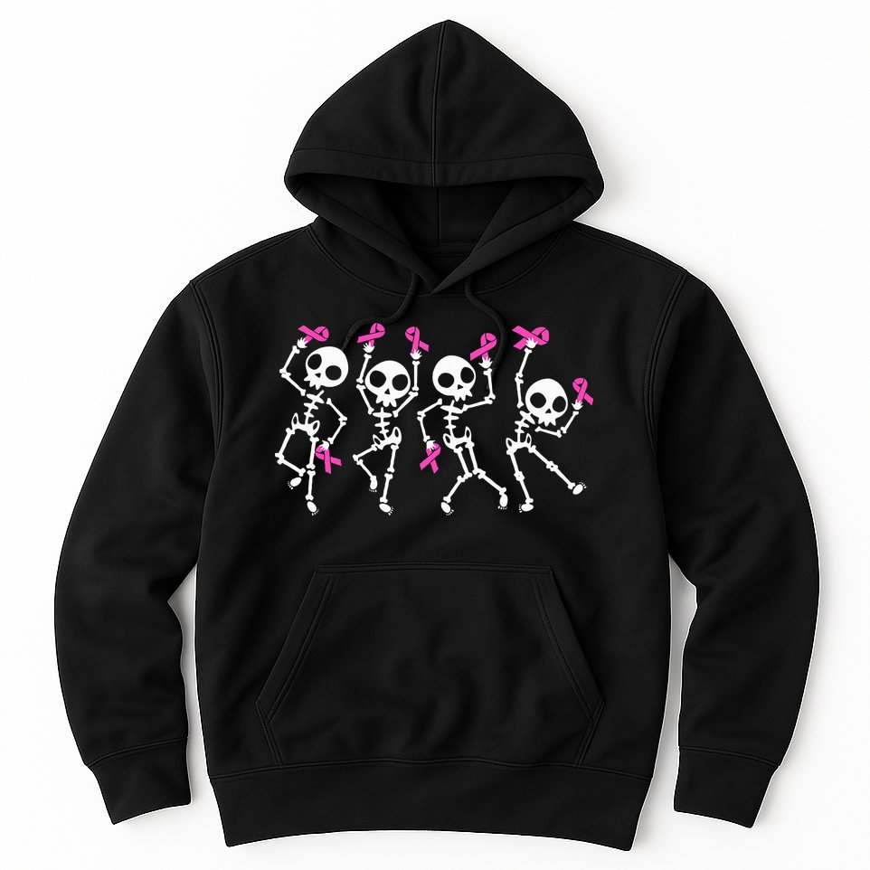Ribbon Breast Cancer Awareness Skeleton Hoodie
