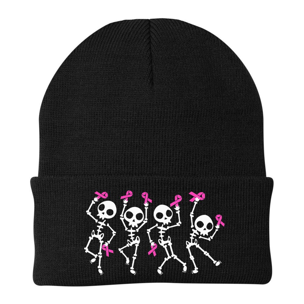 Ribbon Breast Cancer Awareness Skeleton Beanie
