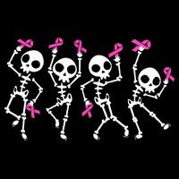 Ribbon Breast Cancer Awareness Skeleton Flat Bill Trucker Hat