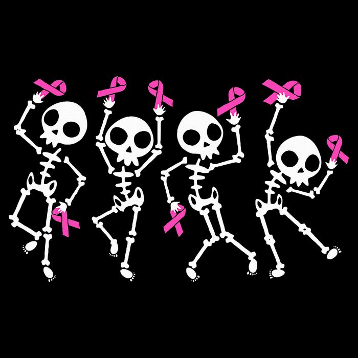Ribbon Breast Cancer Awareness Skeleton Flat Bill Trucker Hat