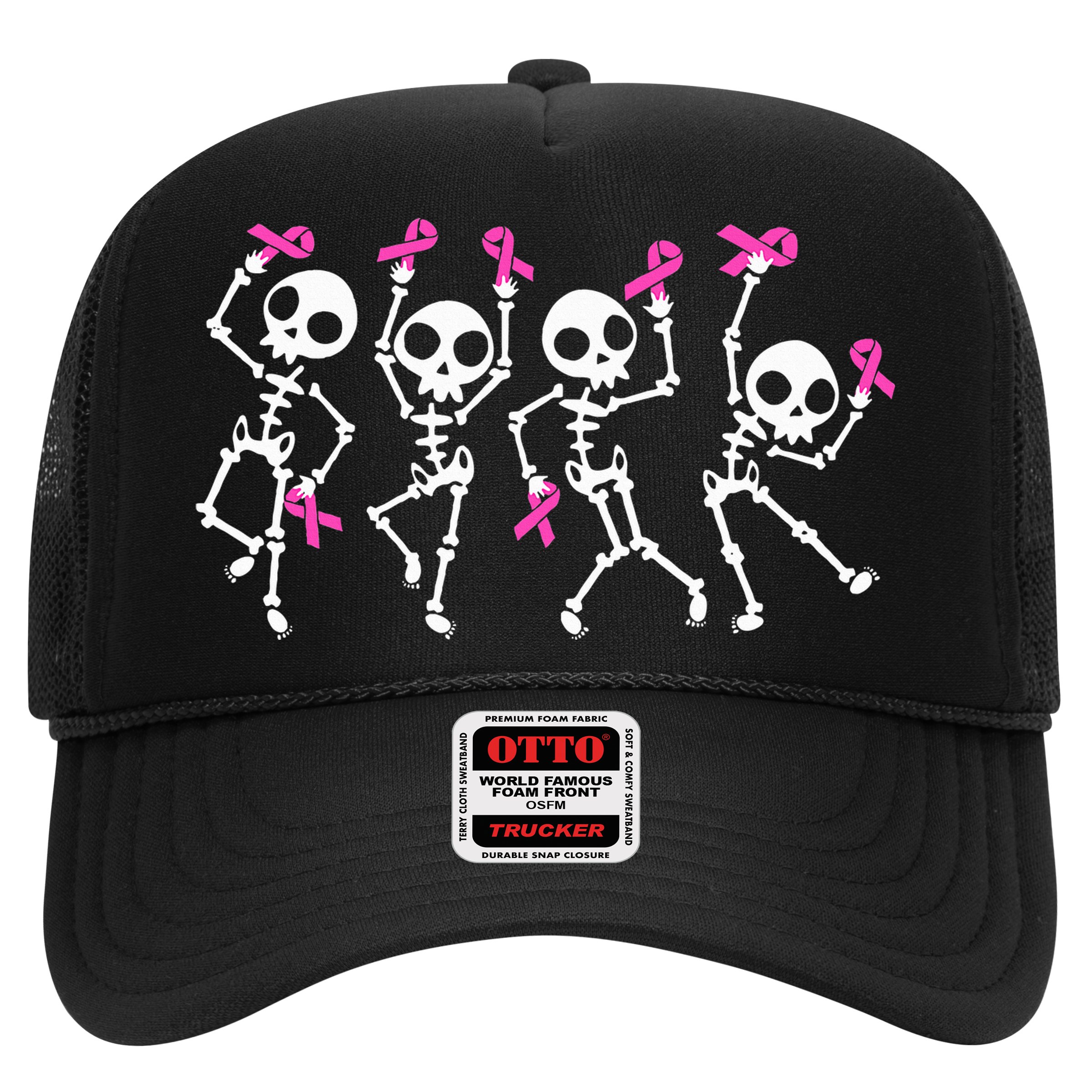 Ribbon Breast Cancer Awareness Skeleton Hat