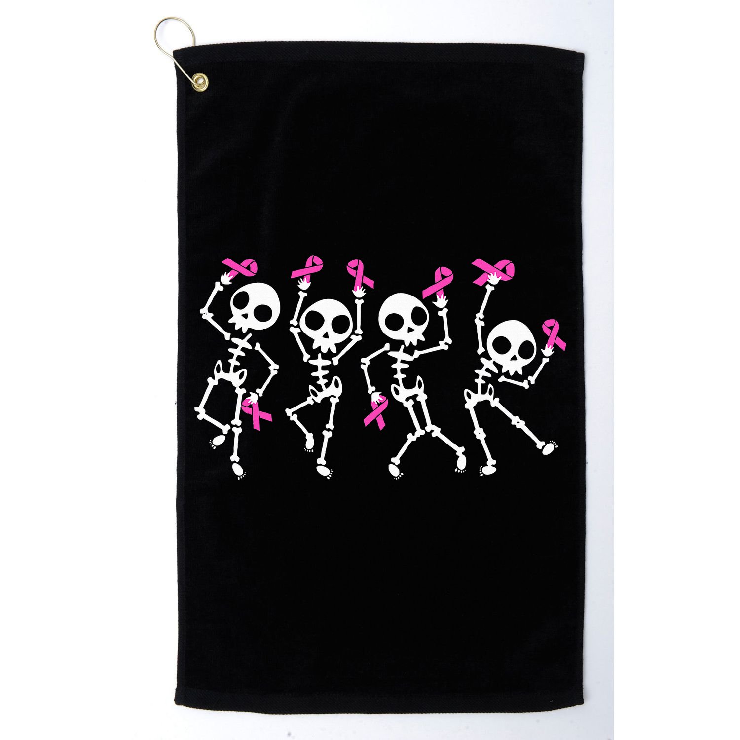 Ribbon Breast Cancer Awareness Skeleton Golf Towel