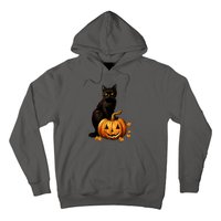 Retro Black Cat Halloween Pumpkin Costume For Thankgiving Gift Hoodie