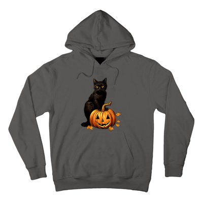 Retro Black Cat Halloween Pumpkin Costume For Thankgiving Gift Hoodie