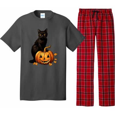 Retro Black Cat Halloween Pumpkin Costume For Thankgiving Gift Pajama Set