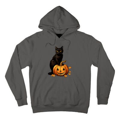 Retro Black Cat Halloween Pumpkin Costume For Thankgiving Gift Tall Hoodie