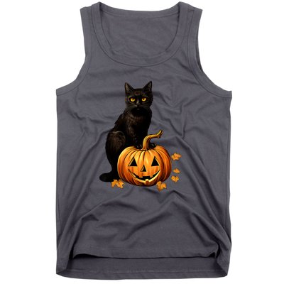 Retro Black Cat Halloween Pumpkin Costume For Thankgiving Gift Tank Top