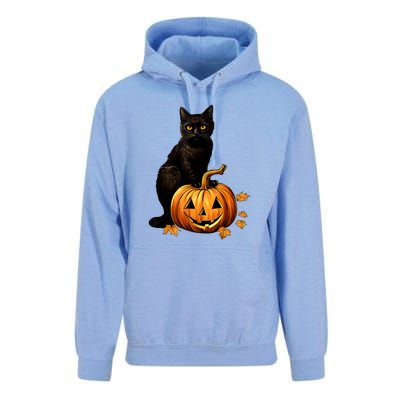 Retro Black Cat Halloween Pumpkin Costume For Thankgiving Gift Unisex Surf Hoodie