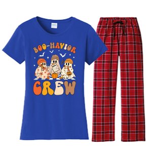 Retro Boohavior Crew Behavior Analyst Halloween Aba Rbt Gift Women's Flannel Pajama Set