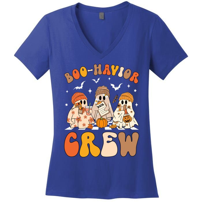 Retro Boohavior Crew Behavior Analyst Halloween Aba Rbt Gift Women's V-Neck T-Shirt